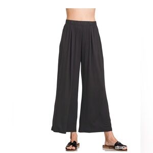 484 - S-3X Zenana Outfitters Black Wide-Leg Pants